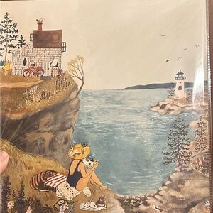 Loré Pemberton illustrator-Sea Cottage Special Print on Watercolor Paper 10”x13”